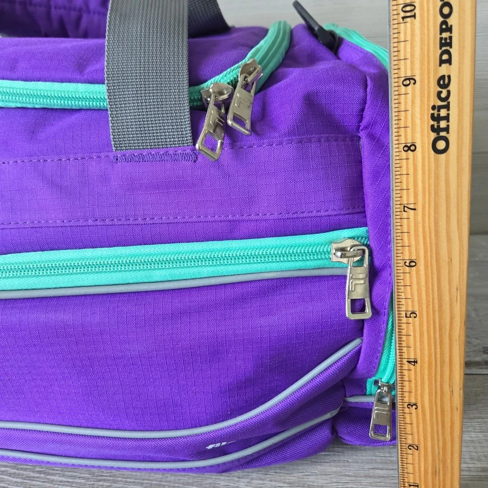 Fila Sport Duffle Bag Purple Teal Polyester Ripstop Gym Travel Carry On